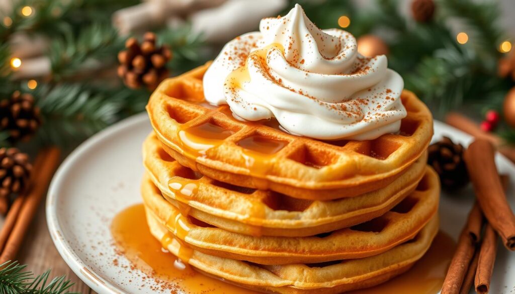 Eggnog Waffles with Cinnamon Whipped Cream Eggnog Waffles with Cinnamon Whipped Cream